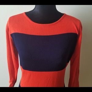 Orange & Navy Blue Sweater Dress